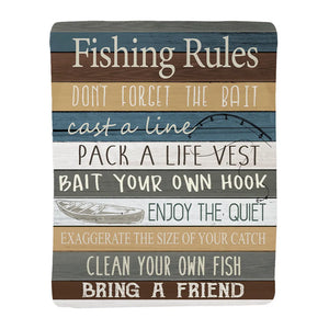 Fishing Rules Sherpa Throw Blanket