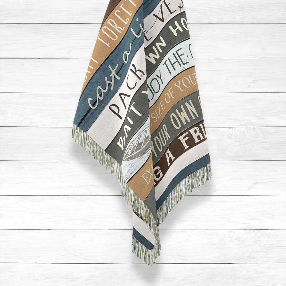 Fishing Rules Woven Throw Blanket
