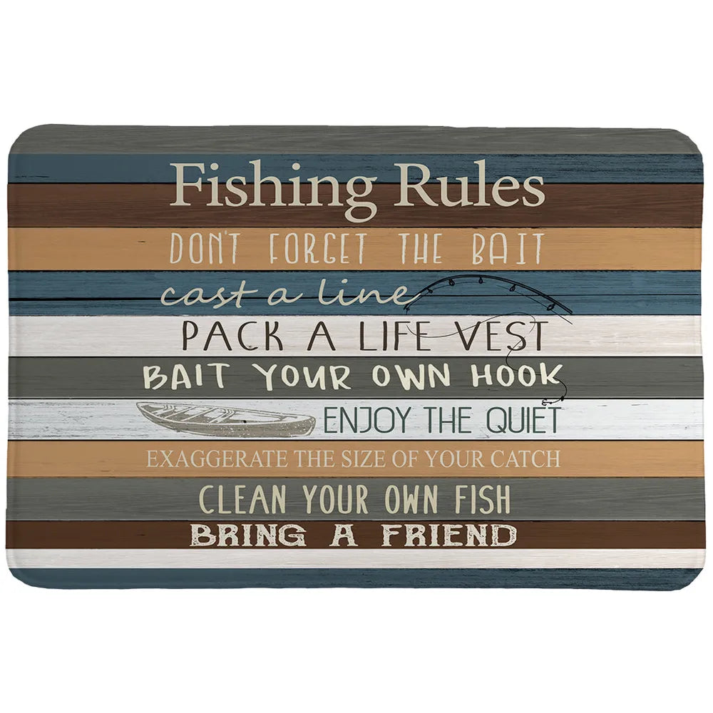 Fishing Rules Memory Foam Rug