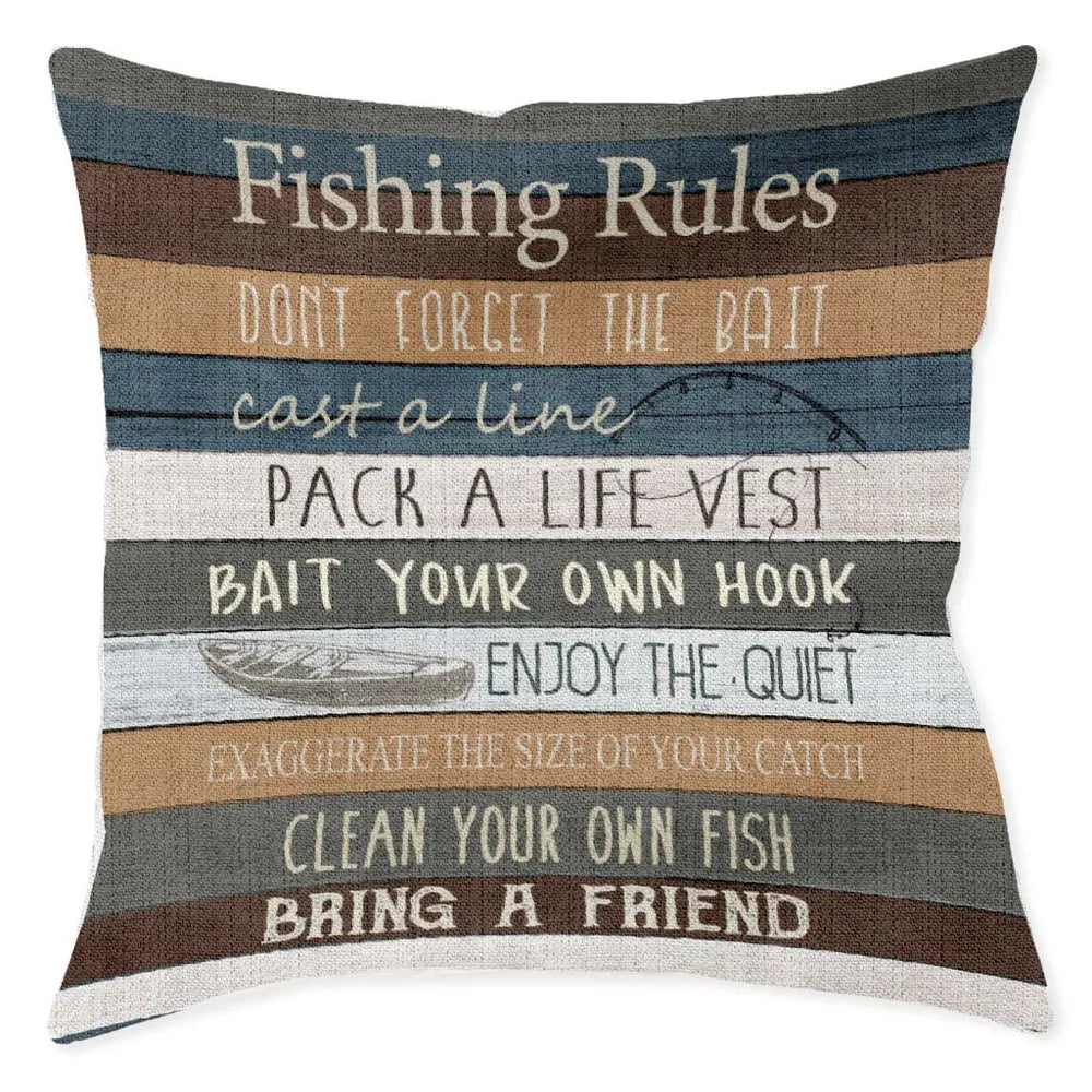 Fishing Rules Indoor Woven Decorative Pillow