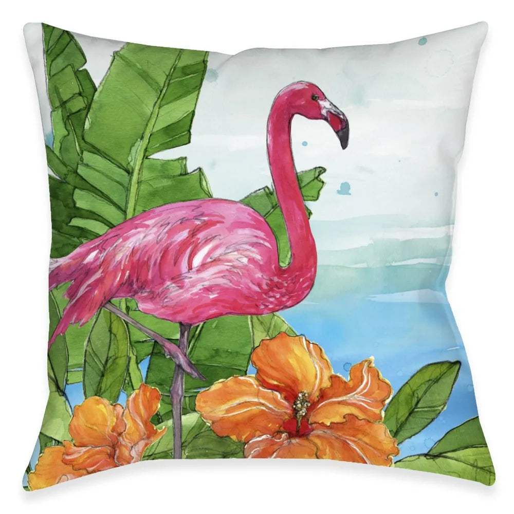 Flamingo In The Tropics Indoor Decorative Pillow