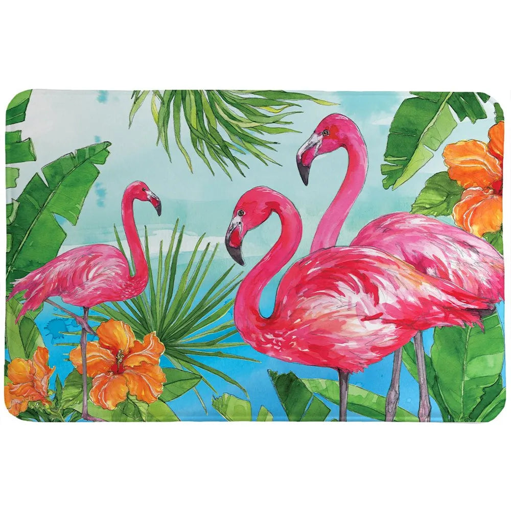 Flamingo In The Tropics Memory Foam Rug