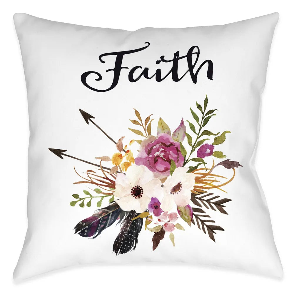 Watercolor Flowers Faith Pillow