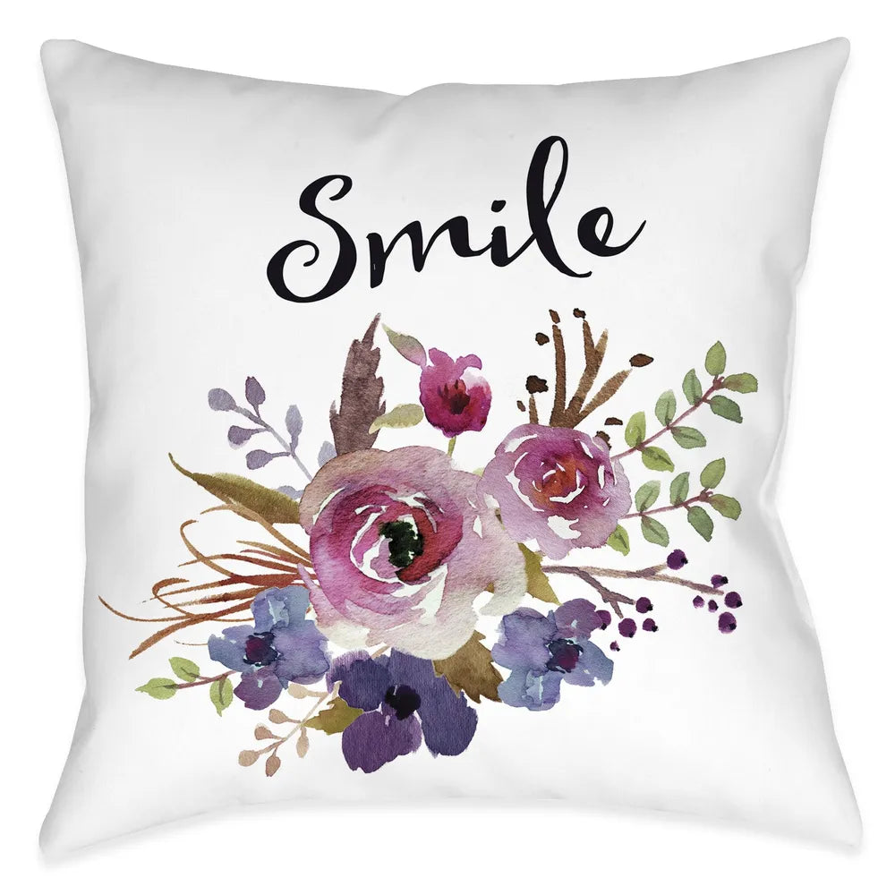 Watercolor Flowers Smile Pillow