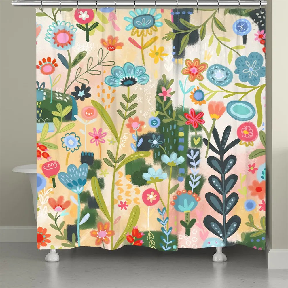 Floral Party Green Shower Curtain