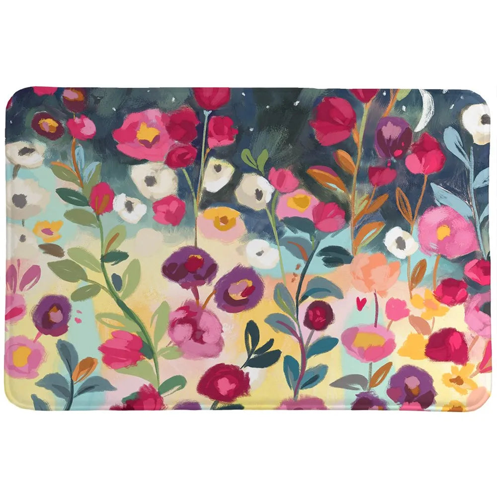 Floral Party Midnight Memory Foam Rug