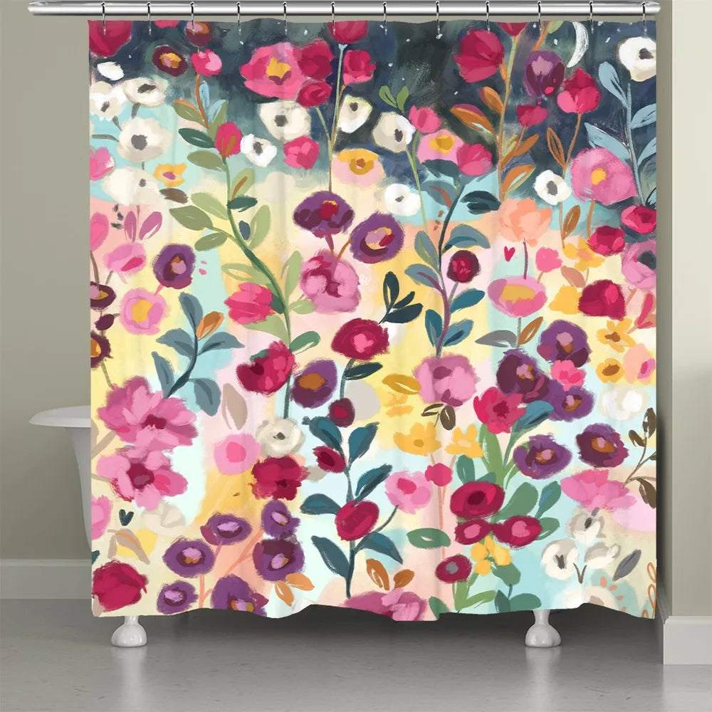 Floral Party Midnight Shower Curtain