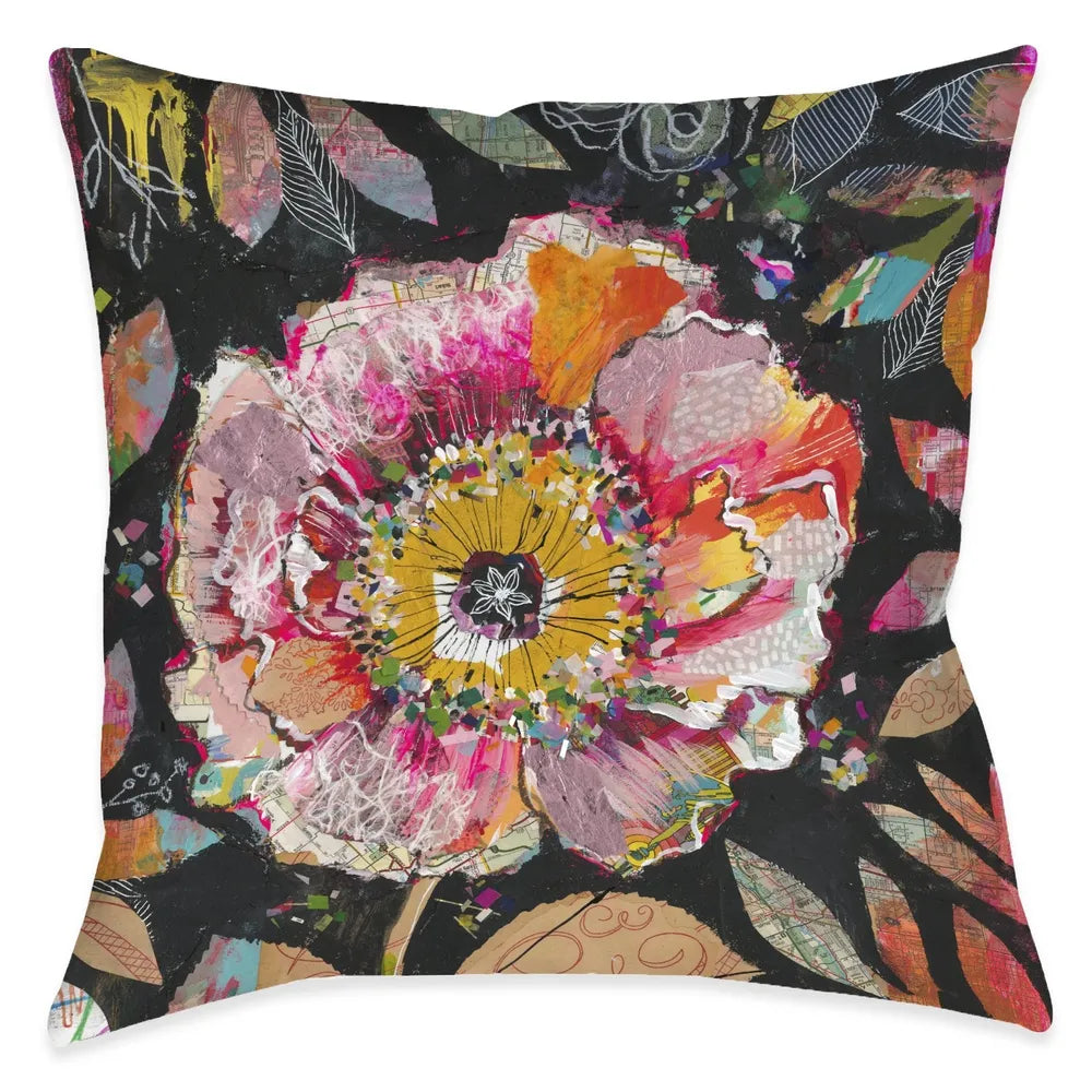 Floral Collage Outdoor Decorative Pillow