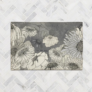 Flowers on Grey Chenille Accent Rug