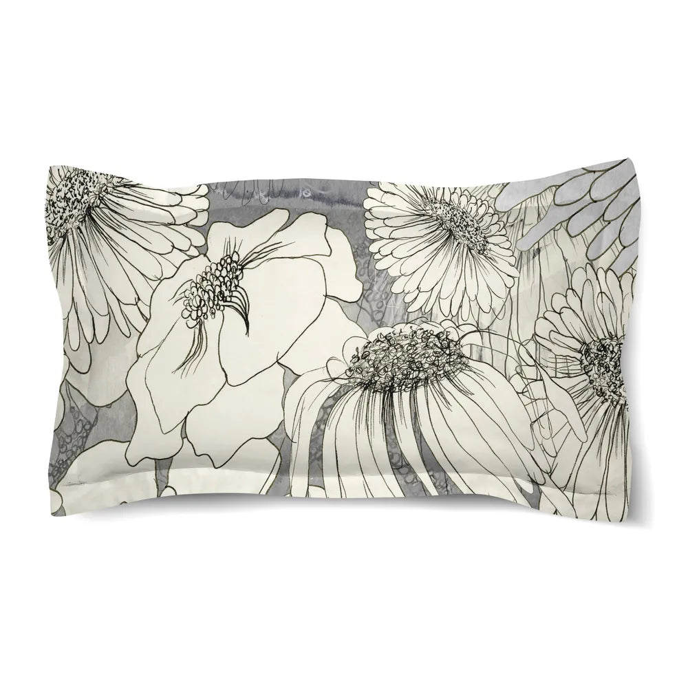 Flowers on Grey Duvet Sham