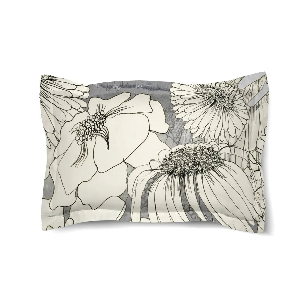 Flowers on Grey Duvet Sham