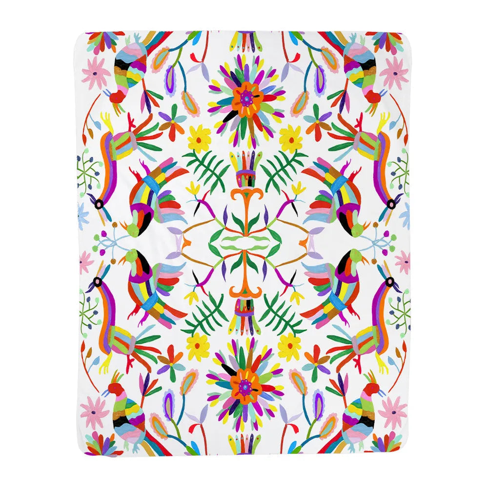 Folk Art Whimsy Sherpa Throw Blanket 