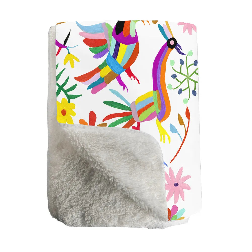 Folk Art Whimsy Sherpa Throw Blanket 