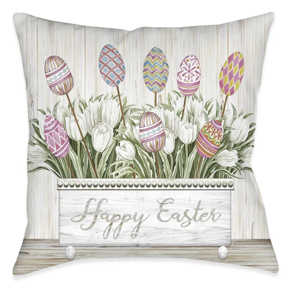 Easter Tulips Outdoor Decorative Pillow