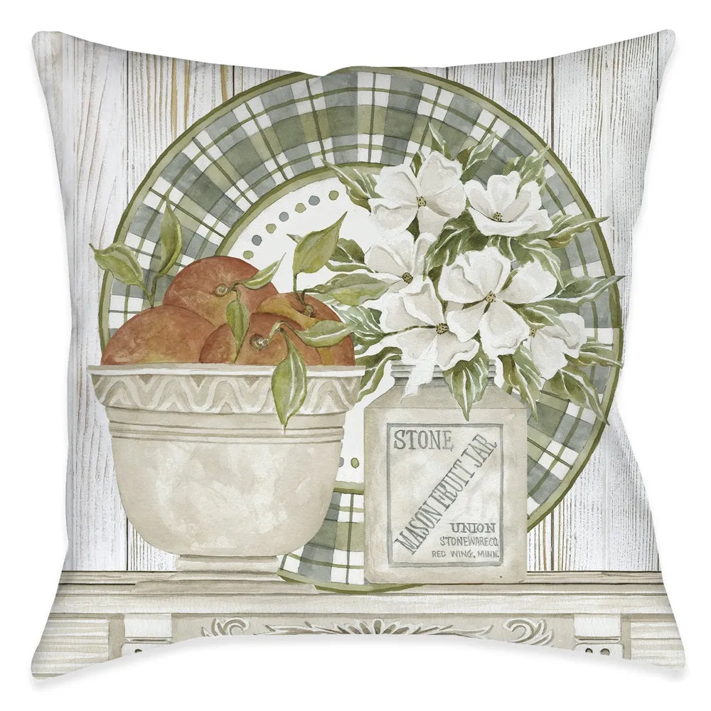 French Peaches Outdoor Decorative Pillow
