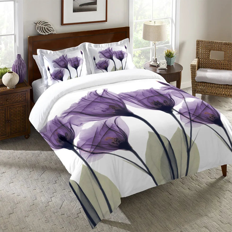 lavender flower bedding Laural Home Gentian Hope Queen Comforter