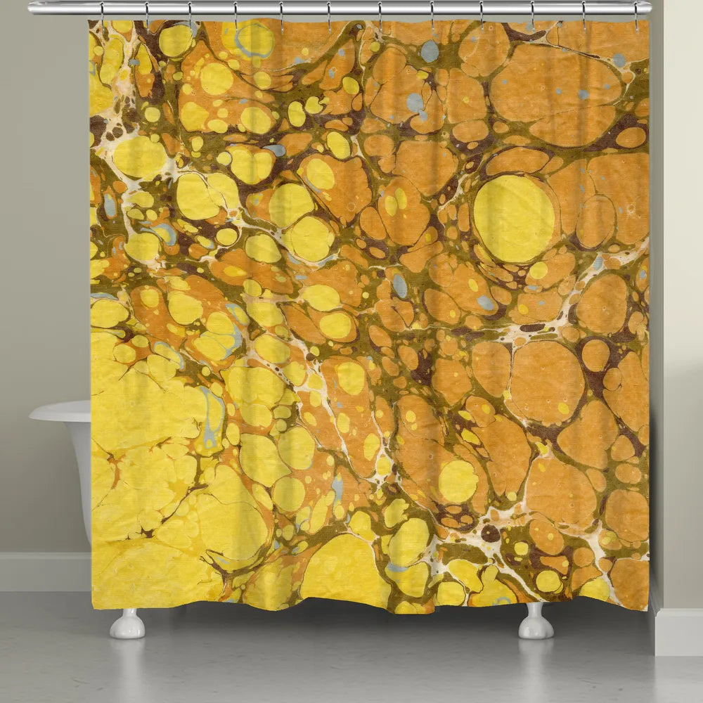 Golden Mustard Marble Shower Curtain