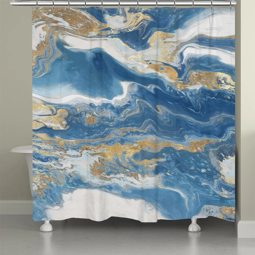Blue and Gold Serenity Shower Curtain