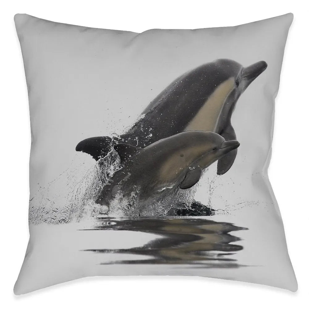 Graceful Dolphins Outdoor Decorative Pillow