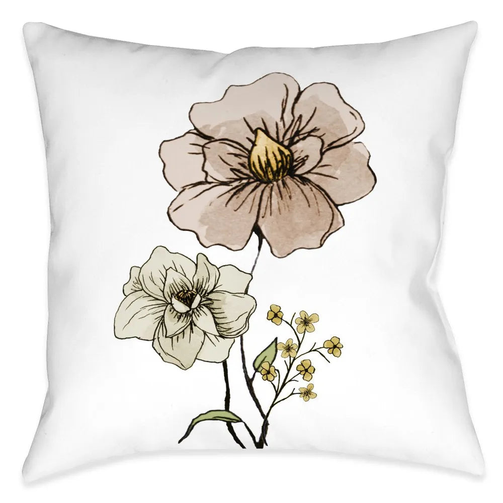 Graceful Floral Blooms Outdoor Decorative Pillow