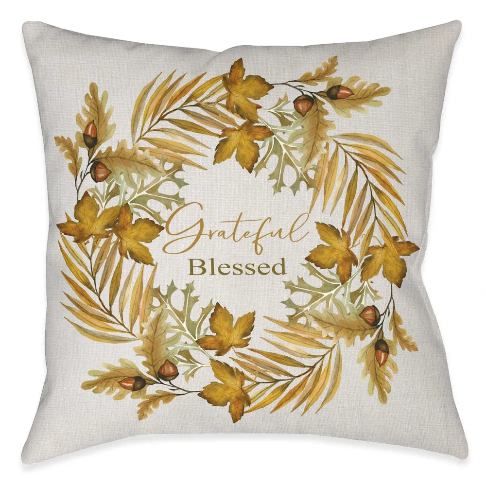 Grateful Blessed Outdoor Decorative Pillow