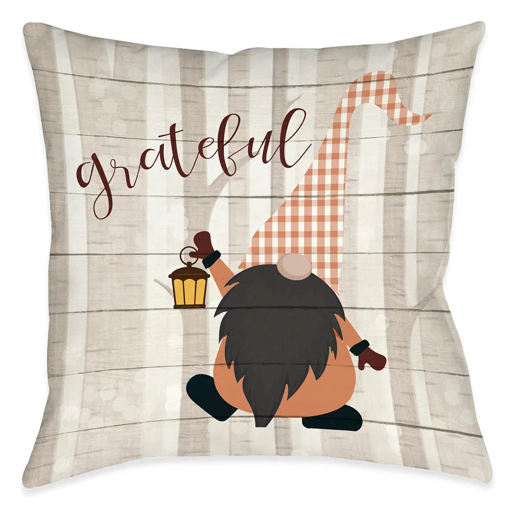 Grateful Gnome Outdoor Decorative Pillow