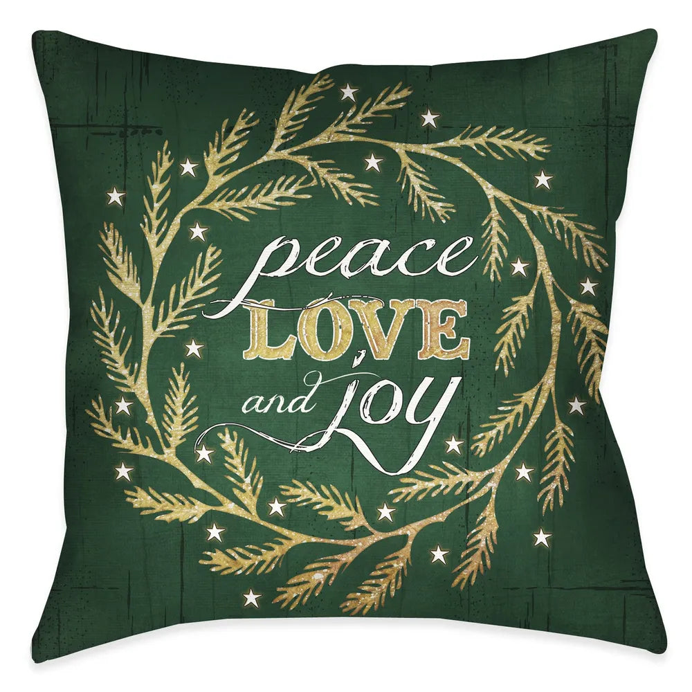Peace Love Joy Green Pillow