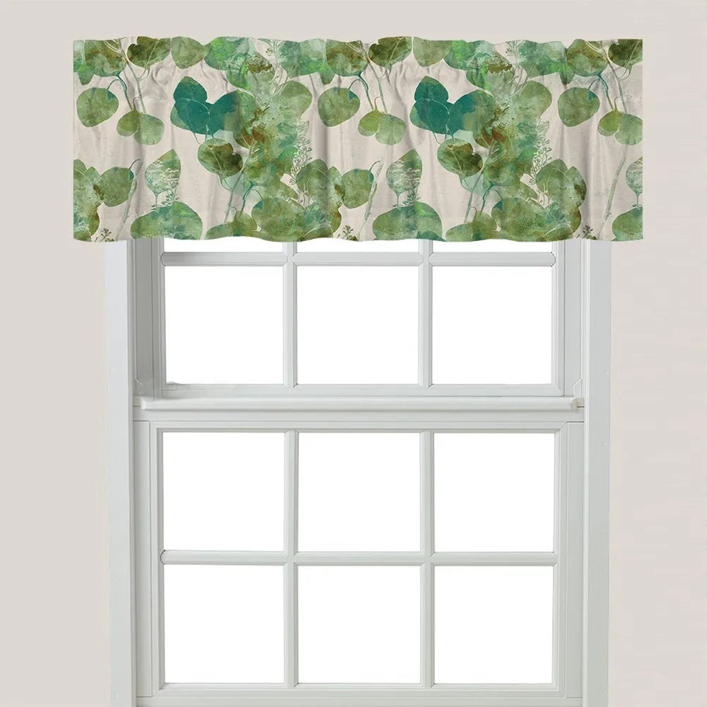 Green Watercolor Eucalyptus Window Valance