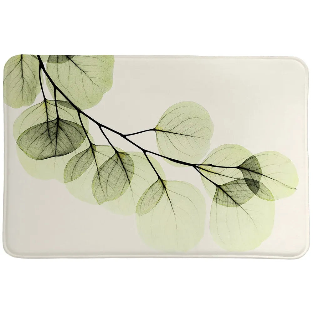 Green X-Ray of Eucalyptus Leaves Memory Foam Rug