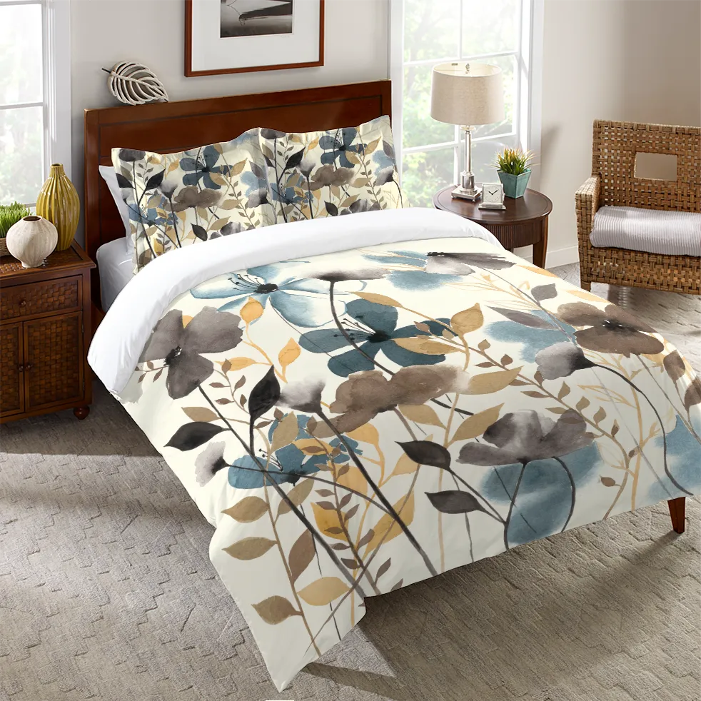 Greige Florals Duvet Cover 