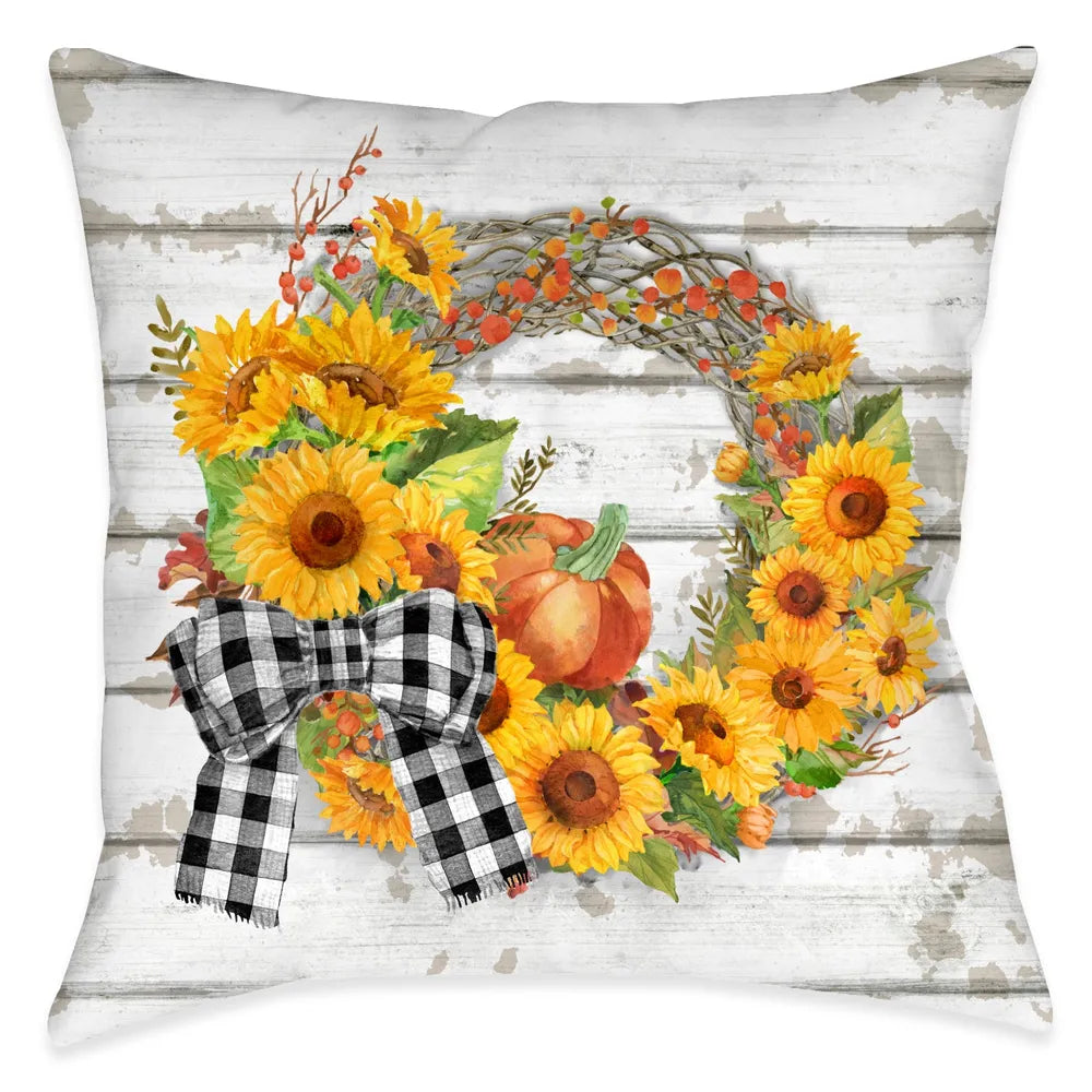 Harvest Wreath Outdoor Decorative Pillow
