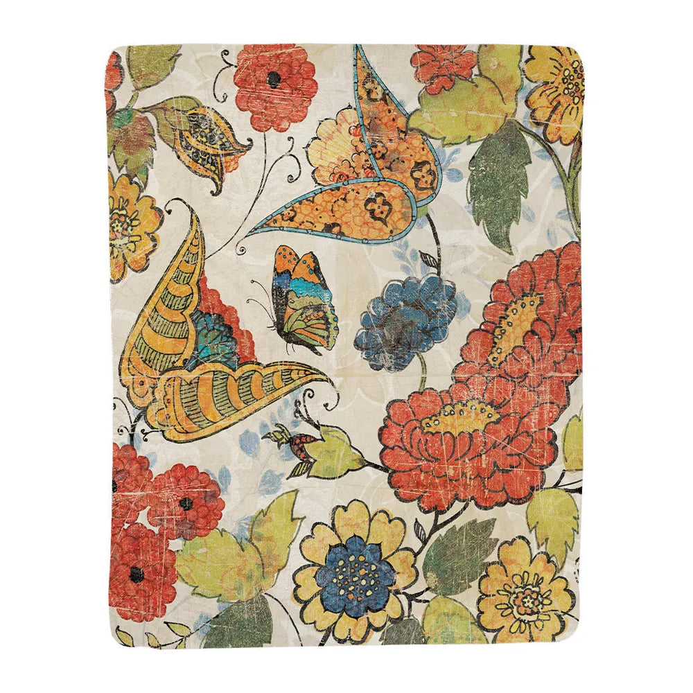 Heirloom Floral Sherpa Throw Blanket 
