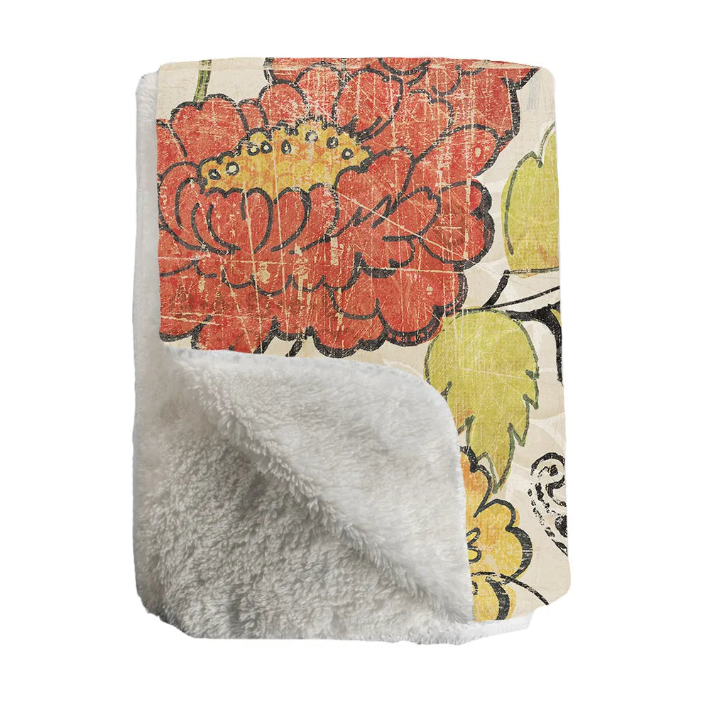 Heirloom Floral Sherpa Throw Blanket 