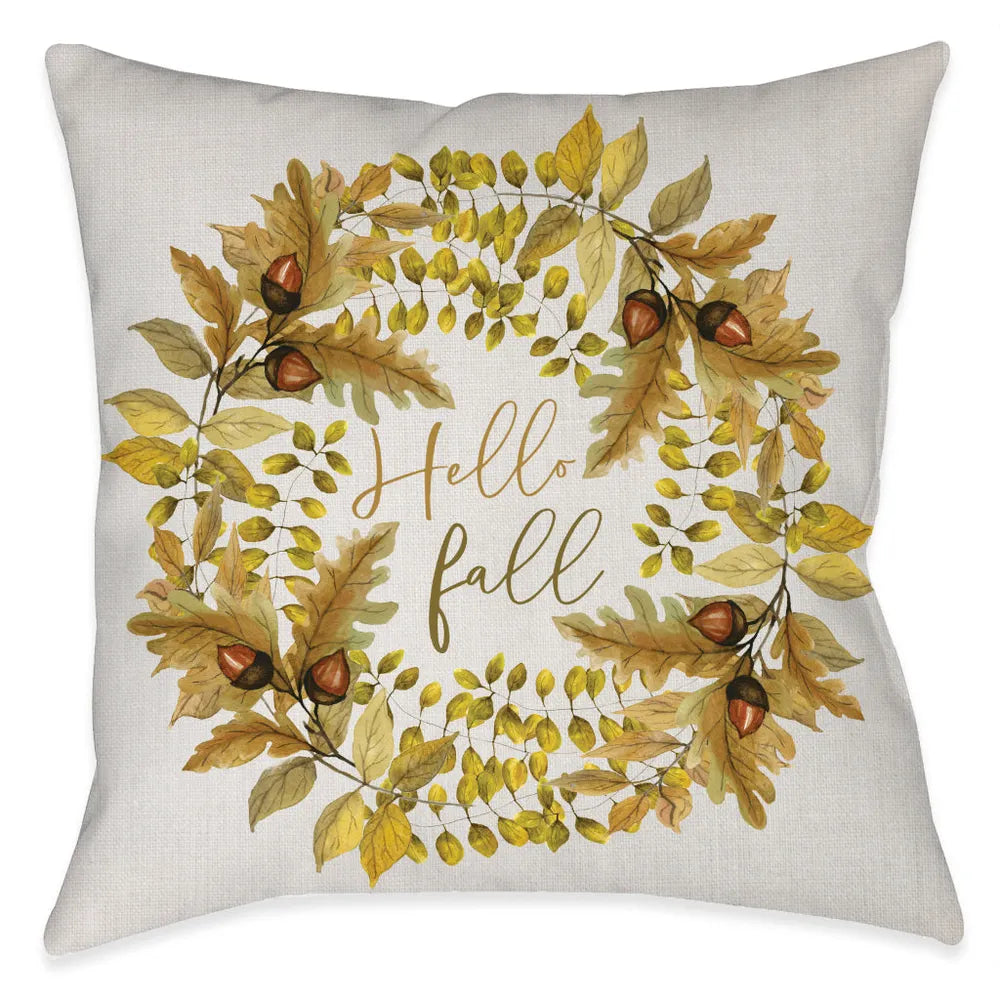Hello Fall Outdoor Decorative Pillow