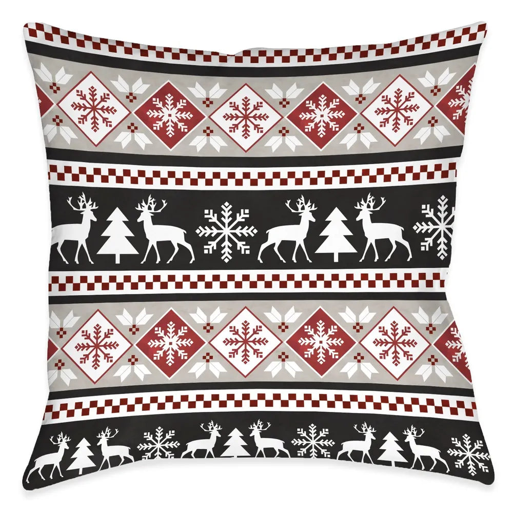 Hello Winter Stripe Outdoor Decorative Pillow