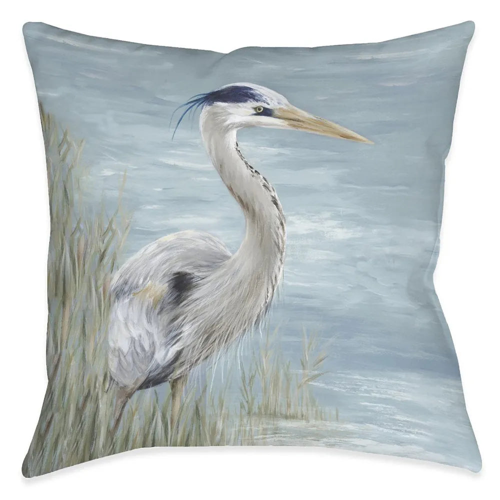 Heron by the Bay Outdoor Decorative Pillow