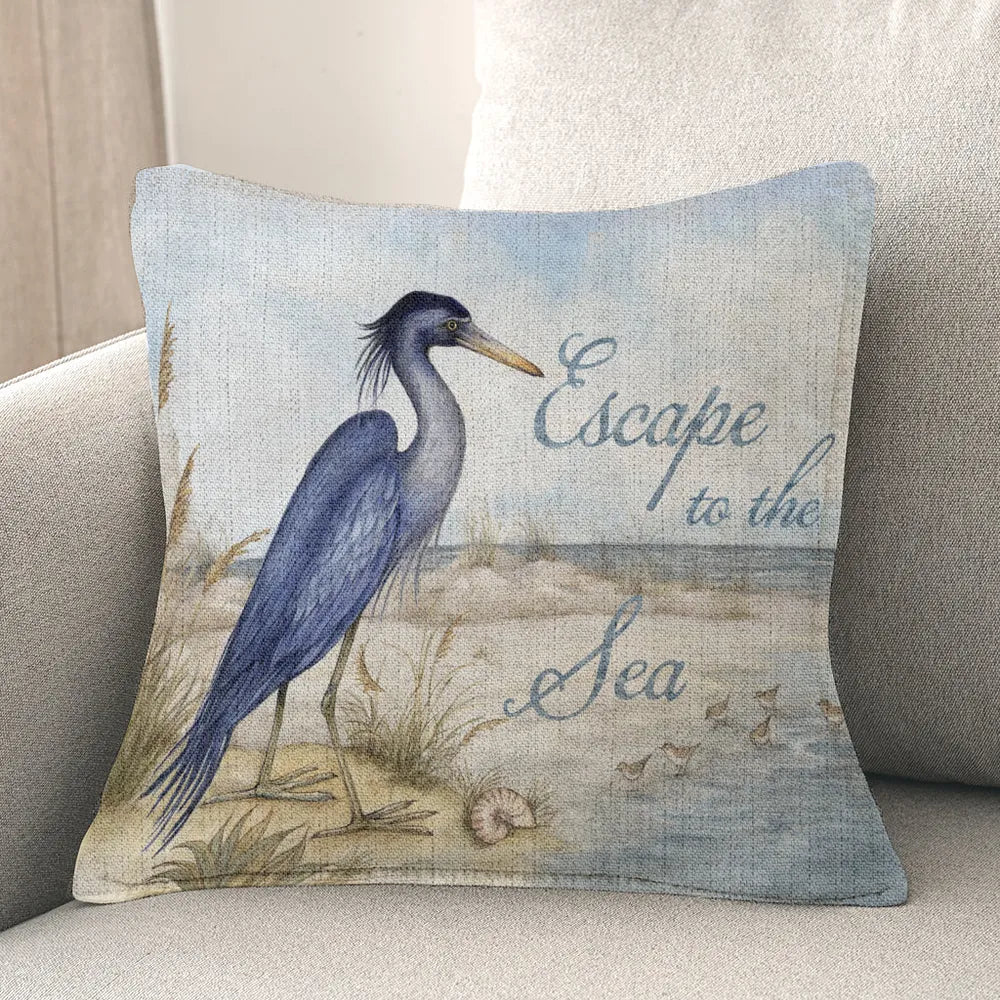 Blue Heron Coastal Indoor/Outdoor 18x18 Decorative Accent Throw