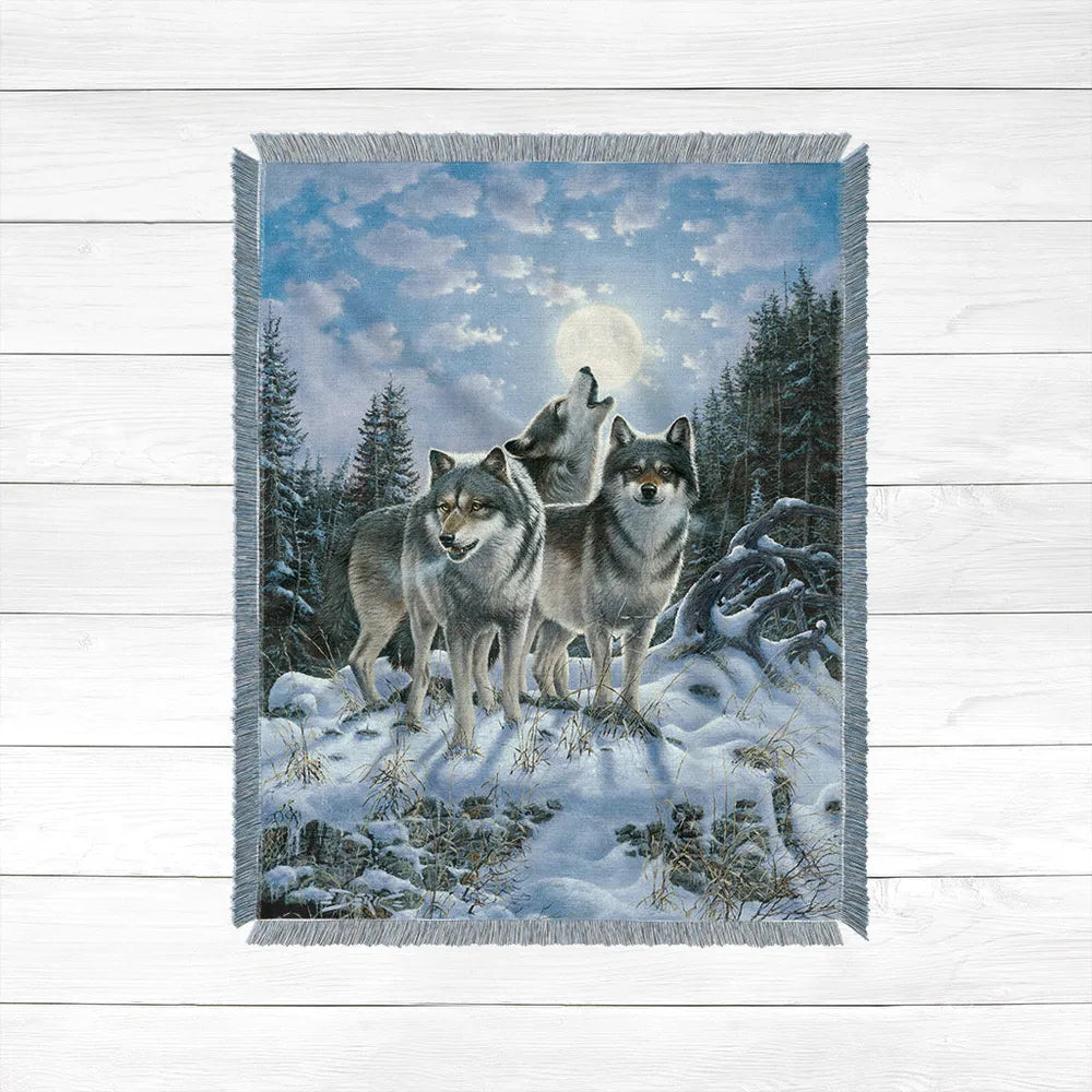 Howl At The Moon Woven Throw Blanket