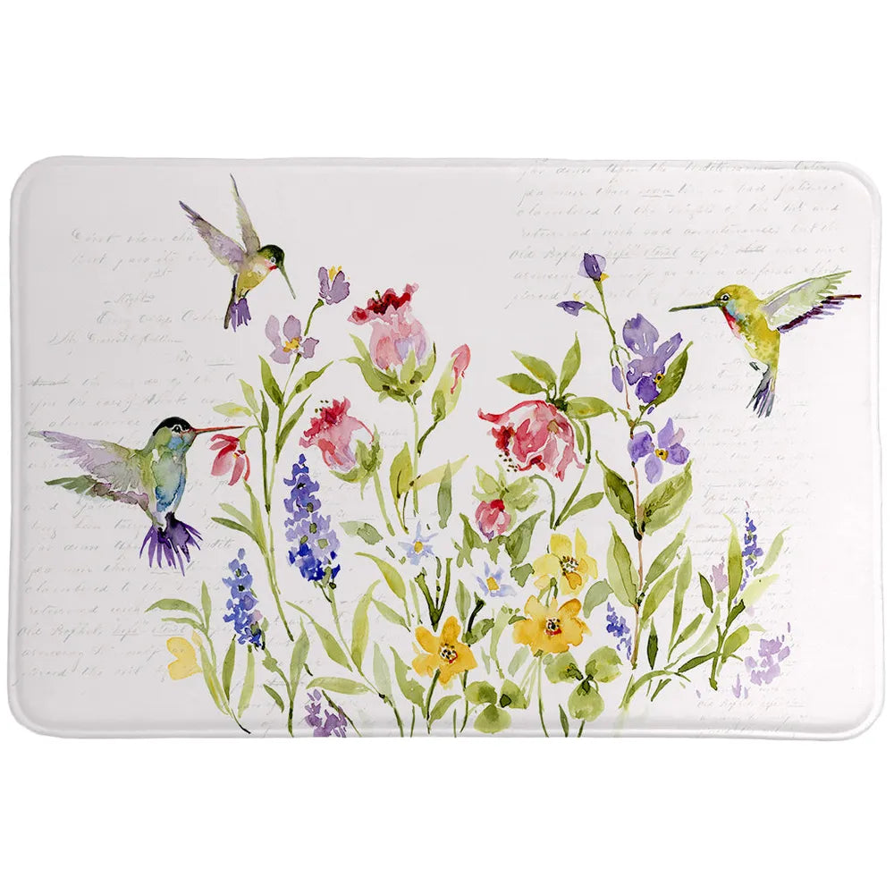 Hummingbird Floral Memory Foam Rug