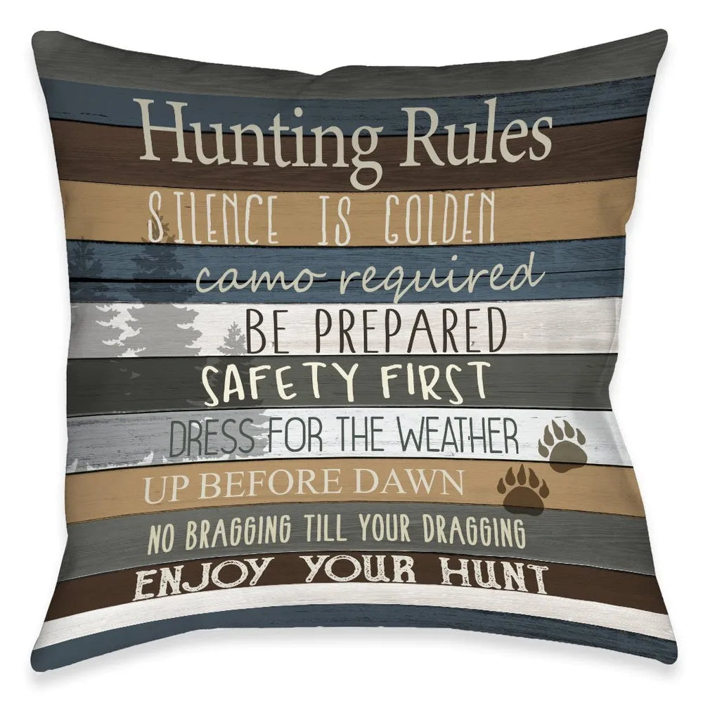 Hunting Rules Outdoor Decorative Pillow