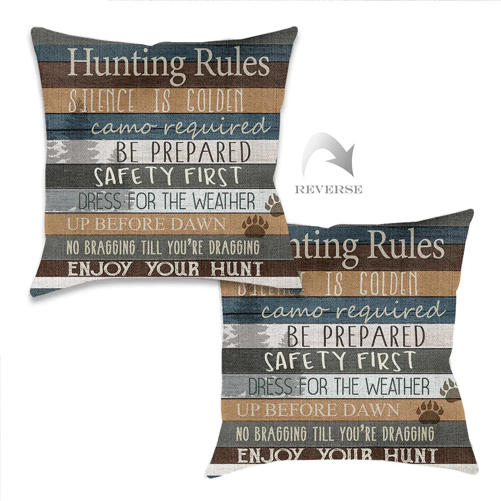 Hunting Rules Indoor Woven Decorative Pillow