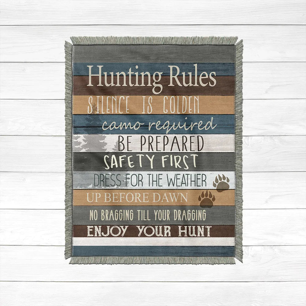 Hunting Rules Woven Throw Blanket