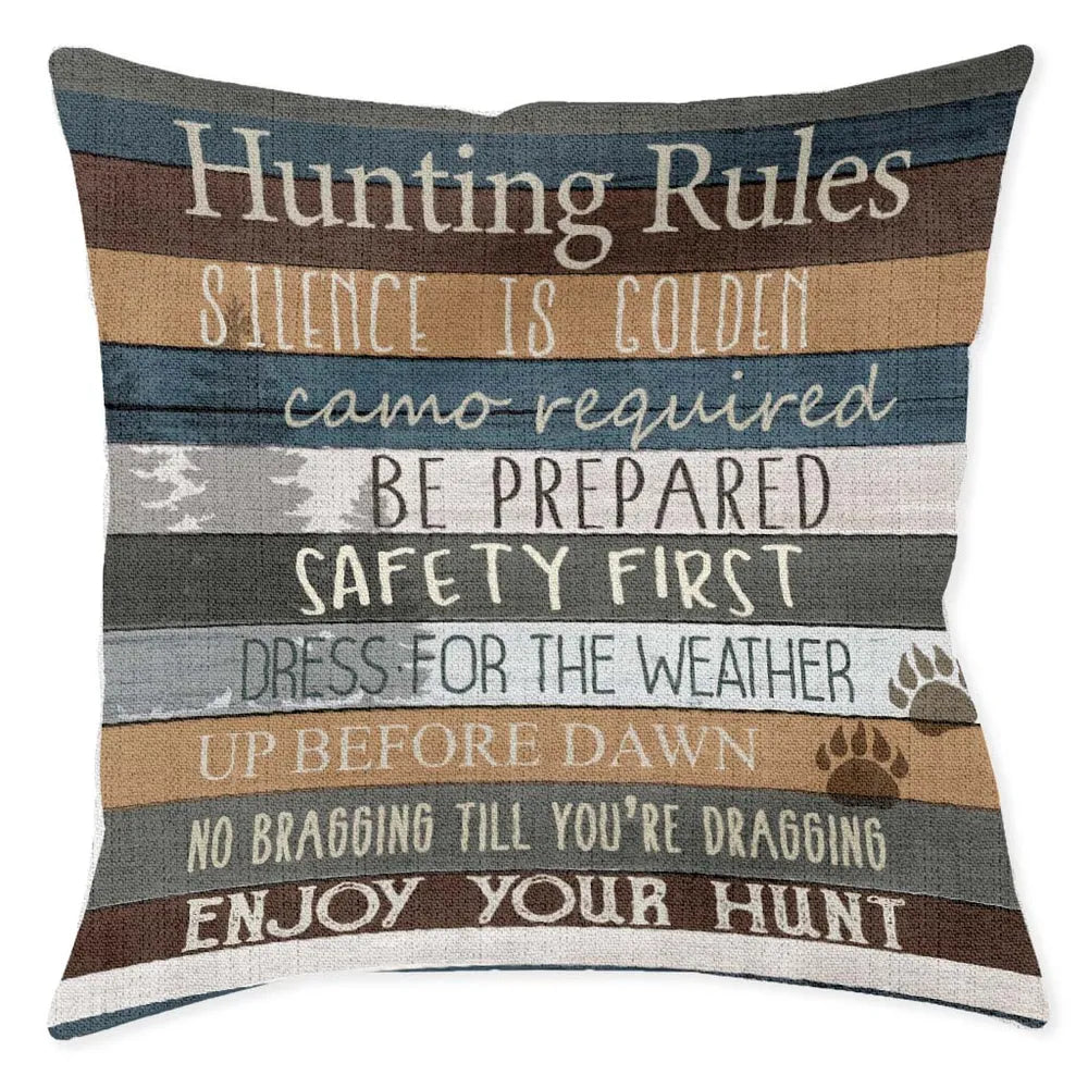 Hunting Rules Indoor Woven Decorative Pillow