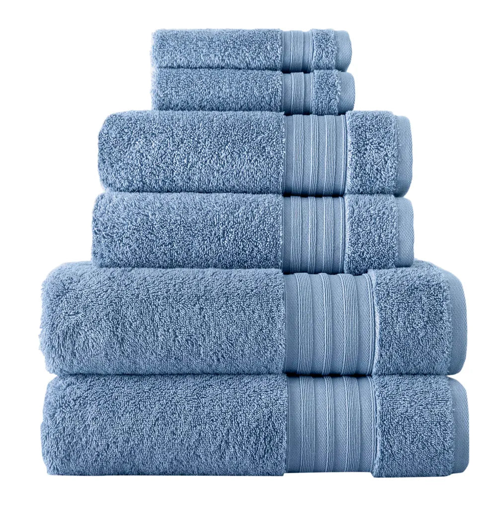 Dusk Blue Turkish Spa Collection 6-pc Cotton Towel Set