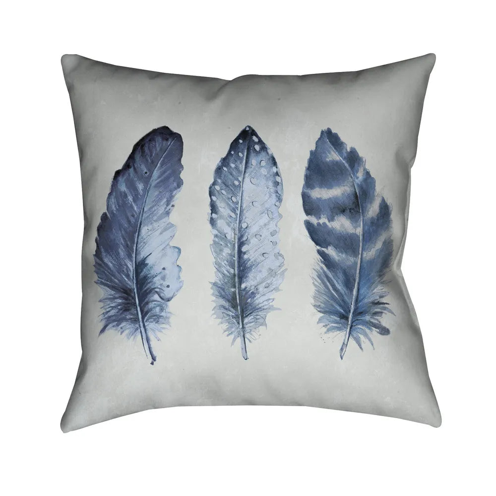 Indigo Feathers I Indoor Decorative Pillow