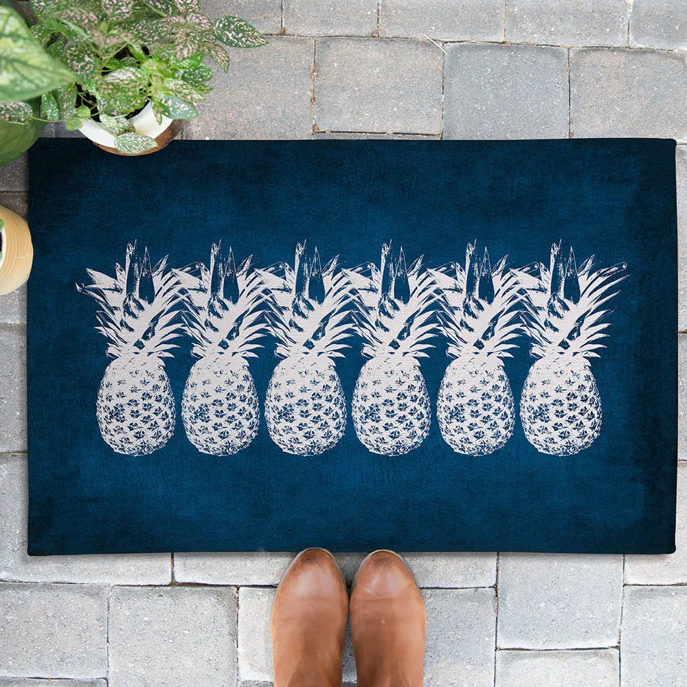 Indigo Pineapples Outdoor Door Mat