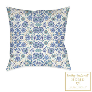 kathy ireland® HOME Indochine Blue Outdoor Decorative Pillow