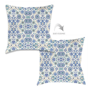 kathy ireland® HOME Indochine Blue Outdoor Decorative Pillow