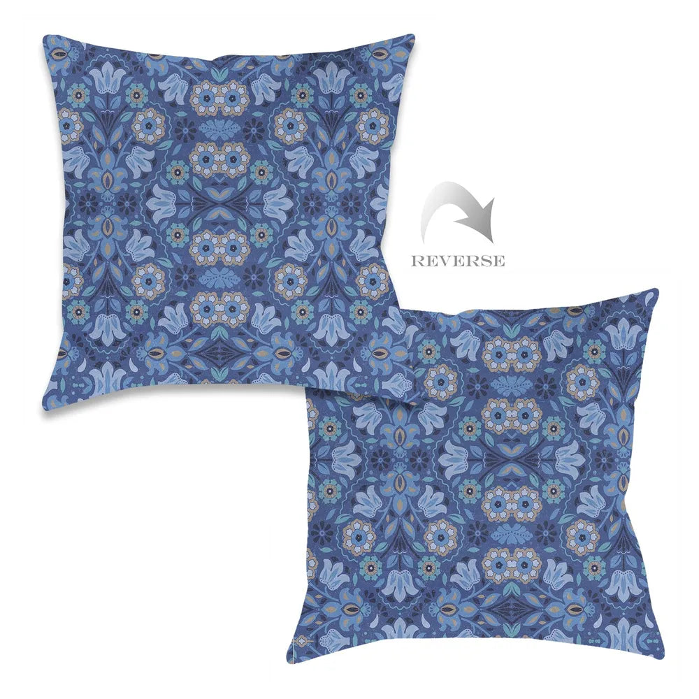 kathy ireland® HOME Indochine Indigo Outdoor Decorative Pillow