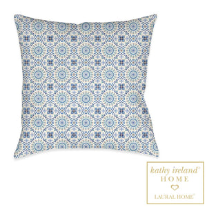 kathy ireland® HOME Indochine Mosaic Blue Outdoor Decorative Pillow